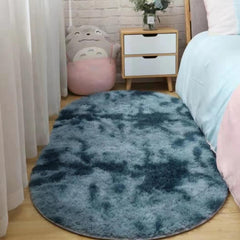 Tie-Dye Oval Living Room Rug Comfortable Soft Home Decor Floor Cushion Sofa Eend Table Bedroom Fluffy Non-Slip Plush Bed Rug