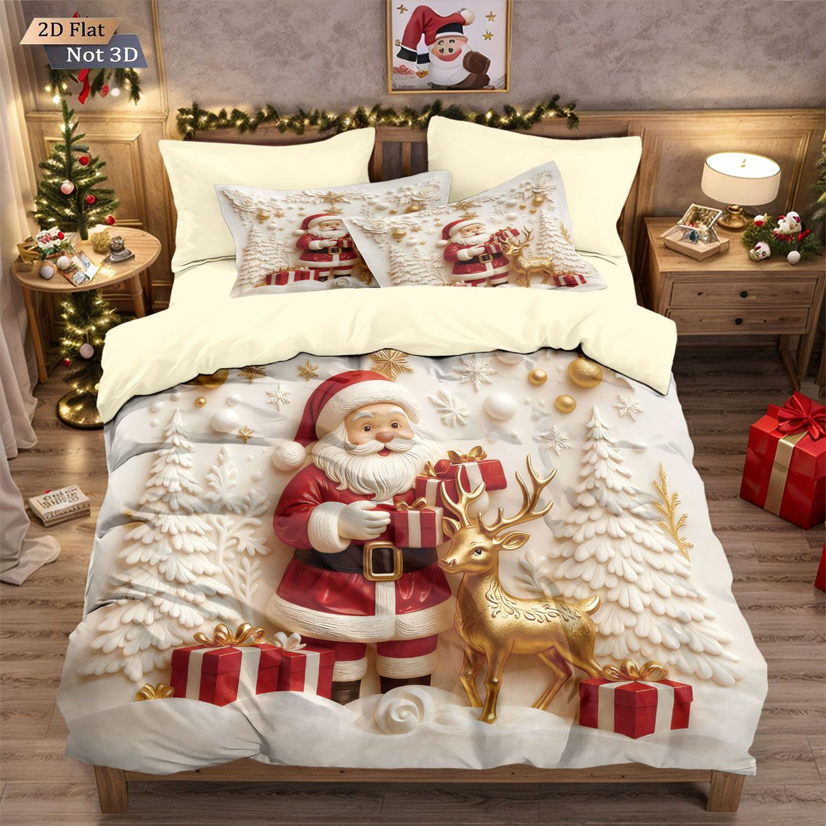 3pcs Merry Christmas Snowman Printed Chipless Bedding Set Multi Size Bedroom Bedding Decoration Machine Washable