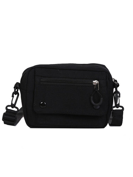 Women Canvas Handbags Korean Mini Student Bag Cell Phone Simple Small Crossbody Casual Ladies Zipper Shoulder Bag