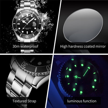 OLEVS Men's Watches Trend Luxury Fine Steel Strap Big Date Original Brand Quartz Wristwatch for Man Waterproof Luminous 5885 New
