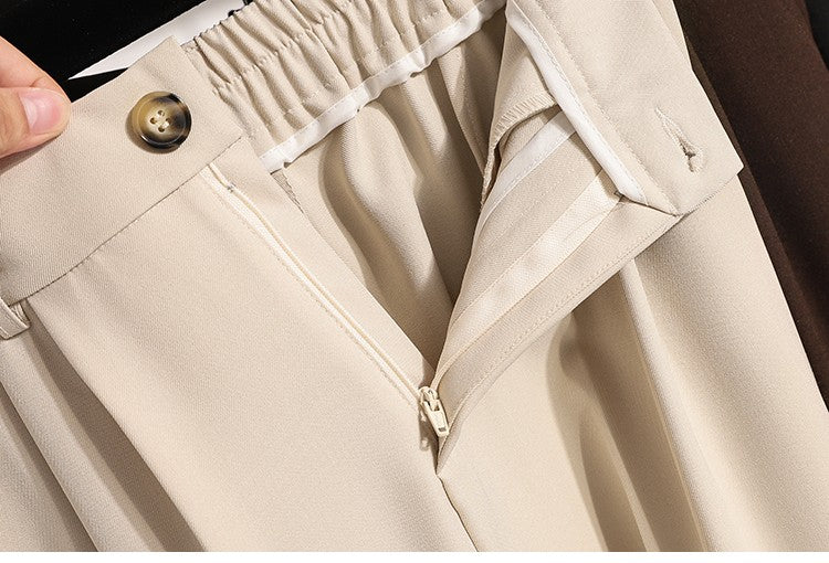 Plus Size Pants Woman 2025 Autumn Winter New Arrival High Waist Suit Pants High Quality Korean Style Straight Trousers