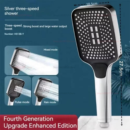 3 Mode Adjustable High Pressure Shower Head Handheld Large Flow Water Saving Pressurized Shower Head Mixer Bathroom Accessories