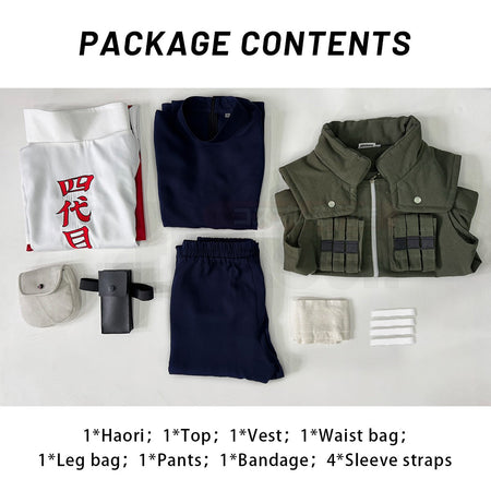 HOLOUN Anime Namikaze Minato Cosplay Costume Cloak Vest T-shirt Pants Pouch Cos Convention Gift