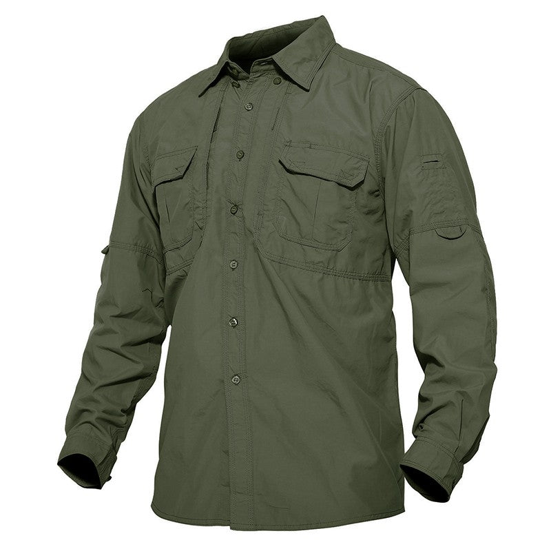 TACVASEN Mens Long Sleeve Shirts Summer Lightweight Quick Drying Shirt Hiking Nylon Shirts Long Sleeve Outdoor Work Cargo Shirts