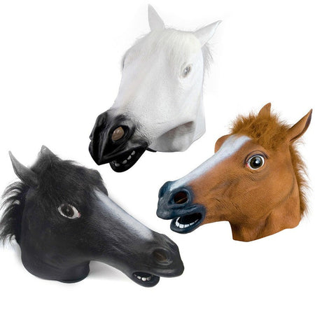 Horse Mask Halloween Horse Head Mask Latex Creepy Animal Costume Theater Prank Crazy Party Halloween Decor