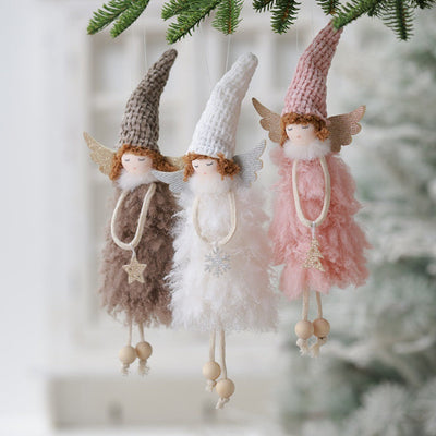 2Pcs New Christmas Cute Plush Angel Doll Pendant Lovely Boys Girls Xmas Tree Hanging Decoration Merry Christmas Party Ornaments