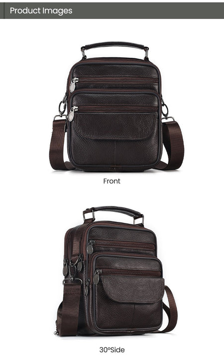 JOYIR Men Genuine Leather Crossbody Bags Messenger Bag for Male Trendy Shoulder Bags Casual Travel Sling Bag Handbags