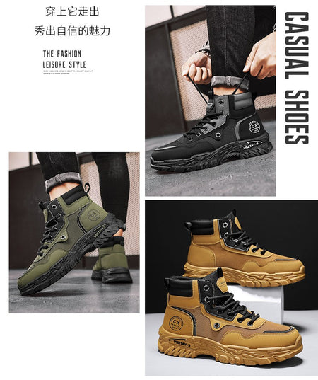 Men's work boots winter lace-up men's shoes warm safety platform size 44 Promotion designer anti-slip fashion