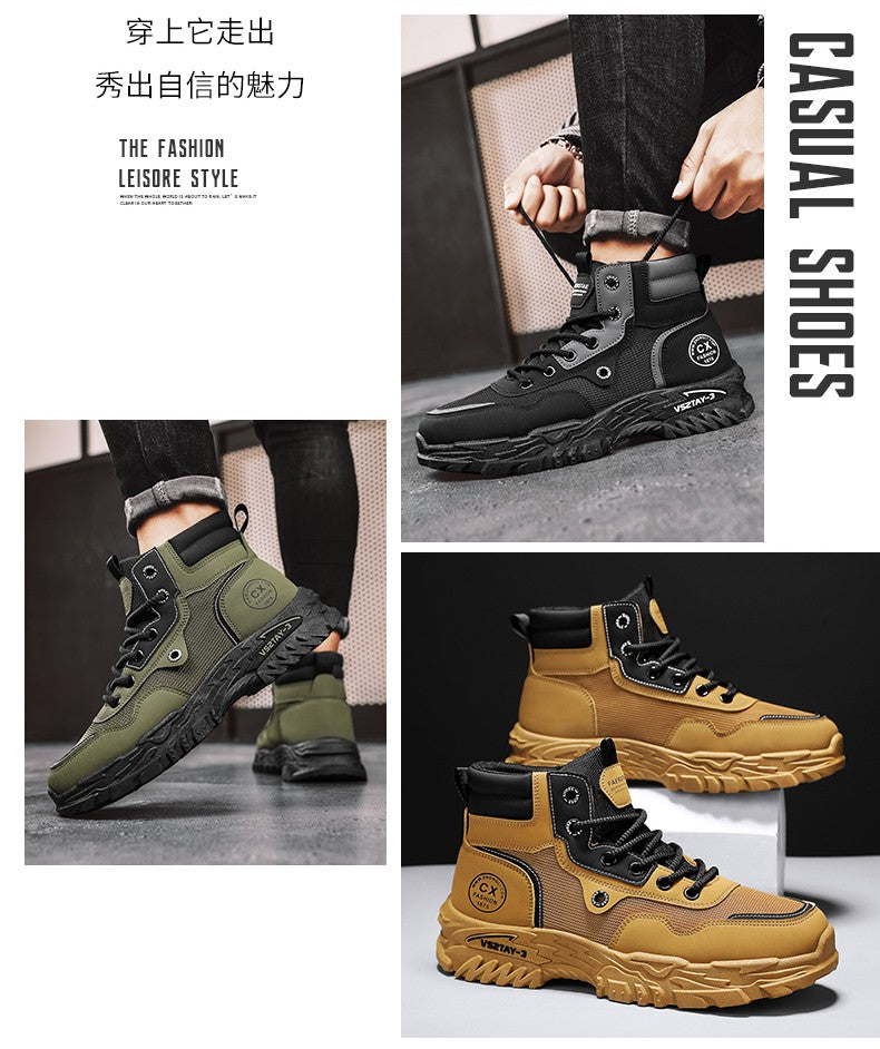 Men's work boots winter lace-up men's shoes warm safety platform size 44 Promotion designer anti-slip fashion