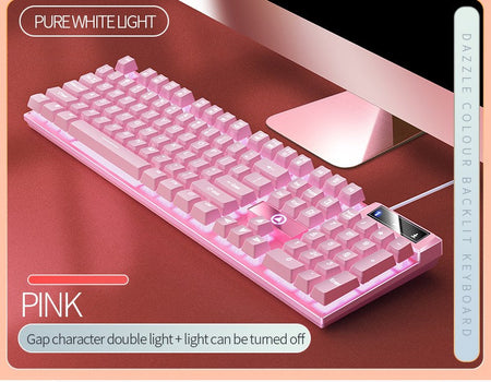104 Keys Gaming Keyboard Wired Keyboard Color Matching Backlit Mechanical Feel Computer E-sports Peripherals for Desktop Laptop