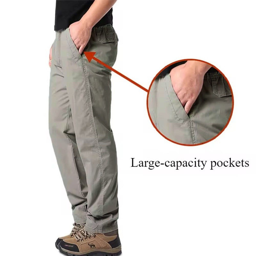Casual Pants Men's Spring Autumn Cotton Cargo Trousers Plus Size Large Sports Pants Loose Straight Man Elastic Waist Pants