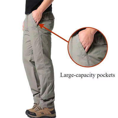 Casual Pants Men's Spring Autumn Cotton Cargo Trousers Plus Size Large Sports Pants Loose Straight Man Elastic Waist Pants