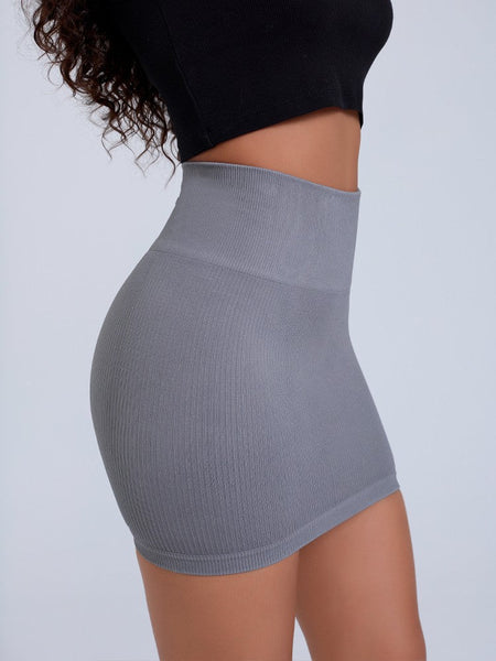 Women's High Waist Ribbed Striped Mini Skirt Tight Night Club Party Pencil Skirt Casual Short Skirt Sexy Solid Color Bodycon New