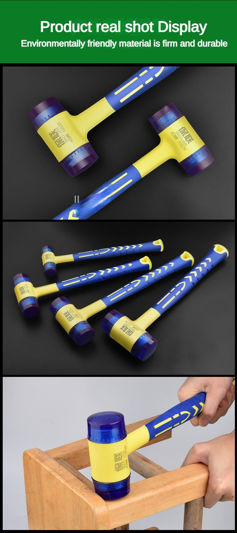 Detachable Insulated Double-Headed Installation Hammer 25mm-45mm Rubber Handle Soft Grip Hammer for Installation Work