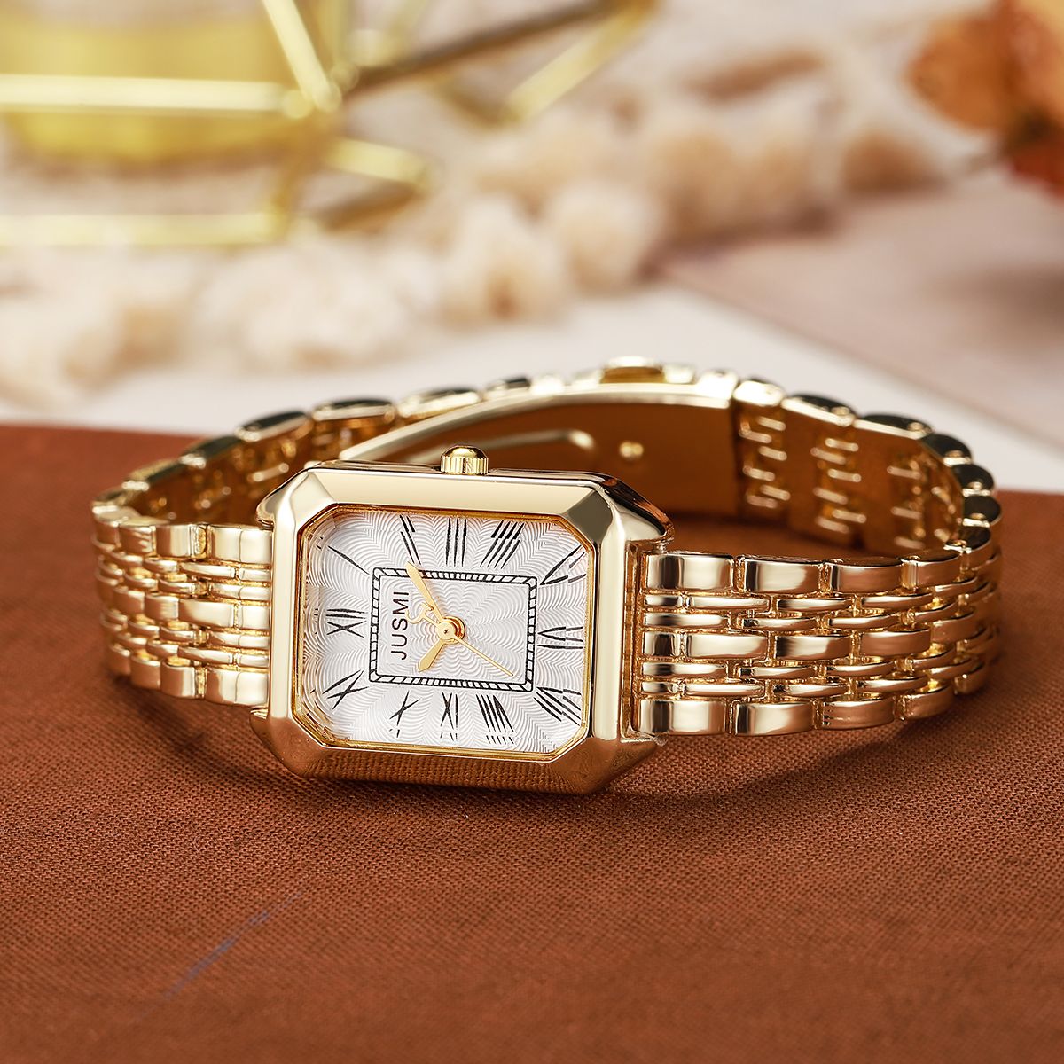 Light Luxury Fashion All-match Square Roman Graduated Quartz Women's Watch for Christmas and Halloween Holiday Gifts