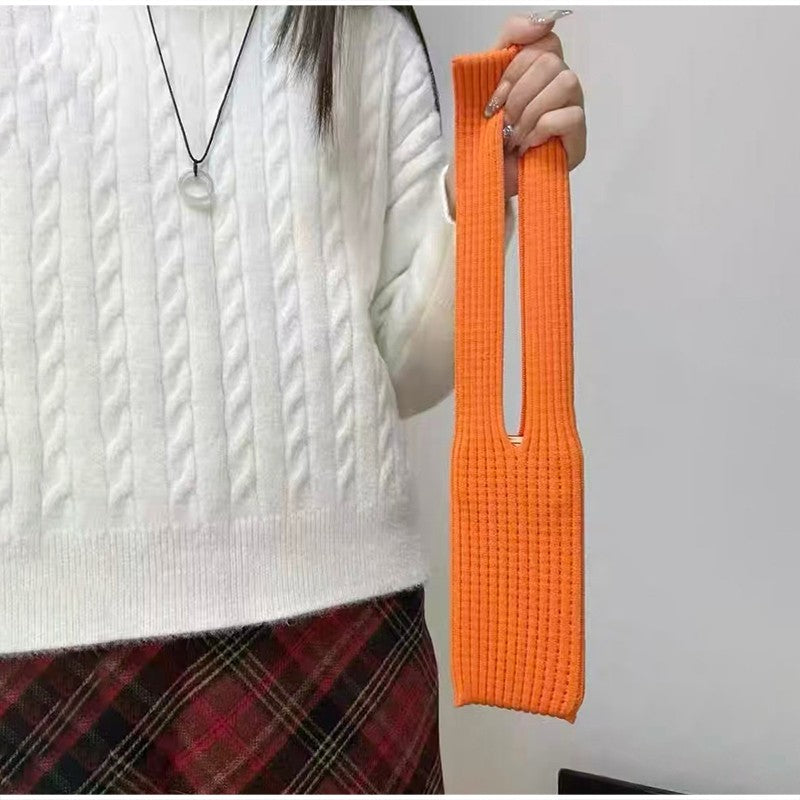 Knitted Phone Bag Scarf Style Unisex Crossbody Shoulder Phone Pouch Colorful Portable Slim Pocket Casual Phone Storage Accessory