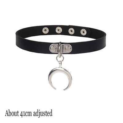 Woman Black Punk Choker Collar Necklace Sexy PU Leather Heart Lock Key Spike Chocker Gothic Cosplay Accessories Party Jewelry