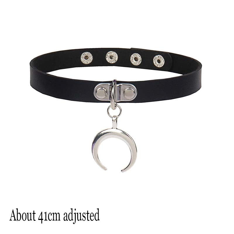 Woman Black Punk Choker Collar Necklace Sexy PU Leather Heart Lock Key Spike Chocker Gothic Cosplay Accessories Party Jewelry