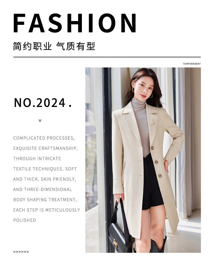 High End Female Coat Long Slim Trench Coat For Women’S England Single Breasted Khaki Women Windbreaker Larger Size Outwear