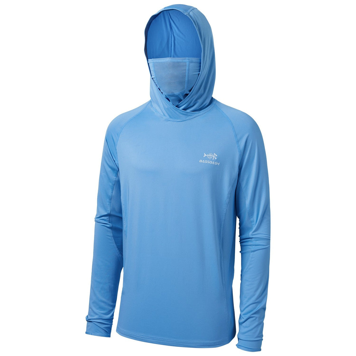 Bassdash UPF 50+ Men’s Long Sleeve Fishing Shirt with Mask UV Neck Gaiter Hoodie Keep Head Face Warm Outdoor Hiking Running