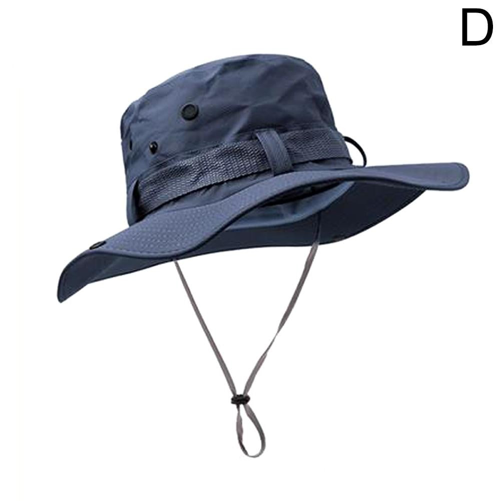 Summer Men Bucket Hat Outdoor UV Protection Wide Brim Panama Safari Hunting Hiking Mesh Fisherman Hat Beach Sunscreen Cap