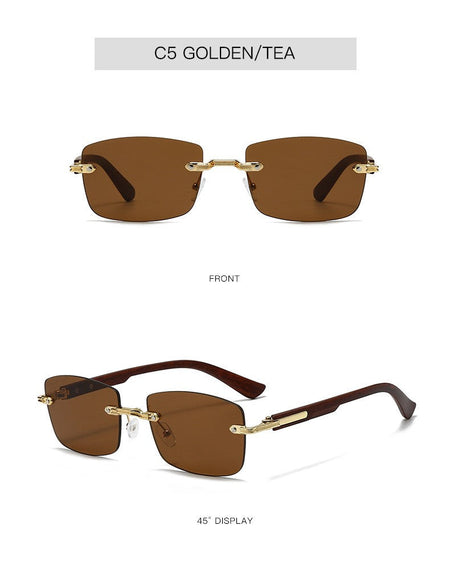 Vintage Frameless Sunglasses for Women Men Rectangle Sun Glasses Female Oval Eyewear Oculos De Sol for Male Female Eyeglasses