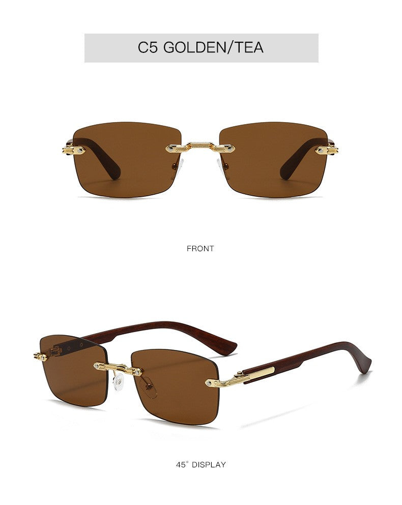 Vintage Frameless Sunglasses for Women Men Rectangle Sun Glasses Female Oval Eyewear Oculos De Sol for Male Female Eyeglasses