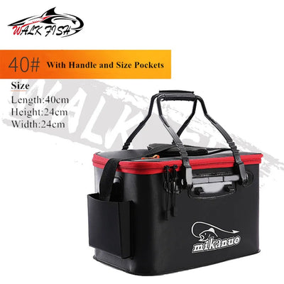 WALK FISH Thicken Fishing Bag Folding EVA Fishing Bucket Portable Live Fish Box Storage Outdoor Waterproof Camping Hiking Bag