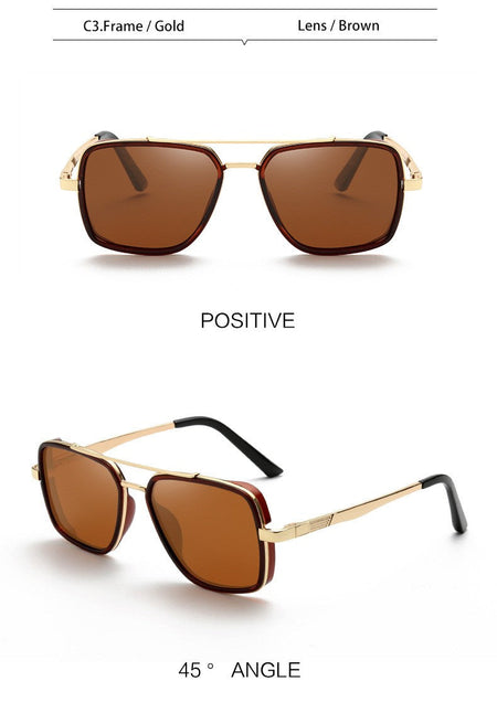 MIZHO Brand Tony Stark Iron Man Sunglasses For Men Driving Fashion COOL High Quality Driving Polarized Sun Glasses UV Protection