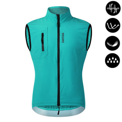 WOSAWE Mens Cycling Windproof Jacket Ultralight Windbreaker MTB Road Bike Vest Water Resistant Long Jersey with 2 way YKK zipper