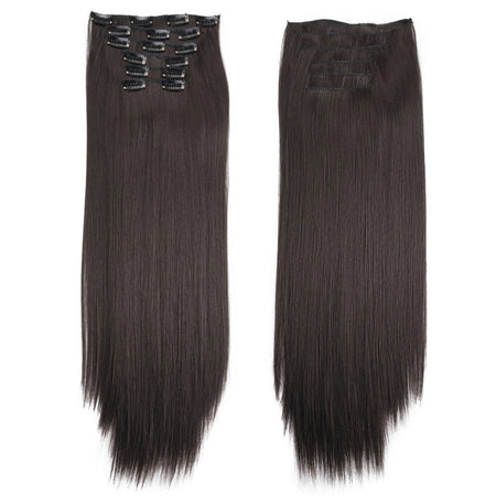 16 Clips in Hair Extensions 24Inchs Long Straight Hairstyle Synthetic Blonde Black Hairpieces Heat Resistant Fake Hair 6Pcs/Set
