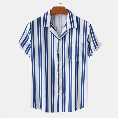 Summer Men Stripe Casual Shirts Hawaiian Beachwear Streetwear Fashion 3d Print Short Sleeve Holiday Imported Clothing Floral