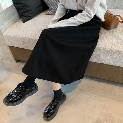High Waist Plus Size Women Skirt Spring Women Clothing High Waist Hepburn Style Mid-Length A-Line Skirt New Casual Solid Skirts