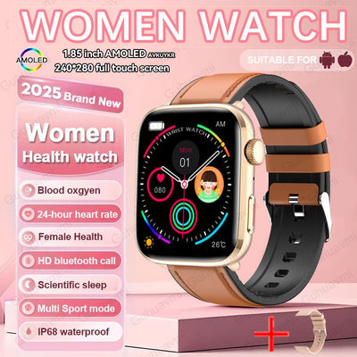 2025New NFC Smat Watch Women 1.85-inch Blood Pressure Heart Rate Bluetooth Call Female Health Smarwatches Ladies For Android IOS