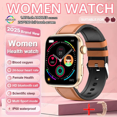 2025New NFC Smat Watch Women 1.85-inch Blood Pressure Heart Rate Bluetooth Call Female Health Smarwatches Ladies For Android IOS