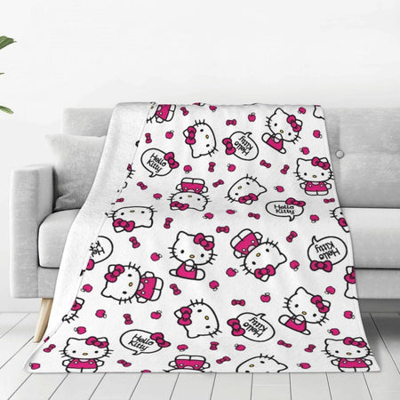 Christmas Hello Kitty Blankets Quality Warm Throw Blanket Winter Travel Office Couch Bed Graphic Bedspread