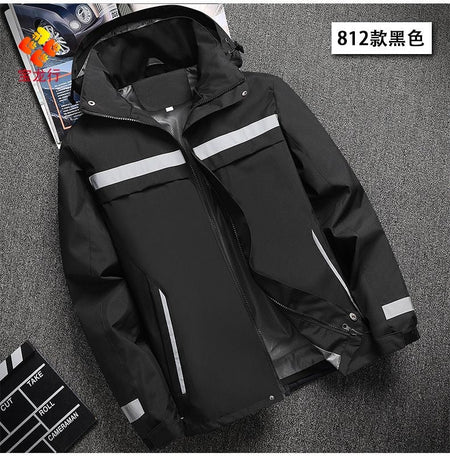 Lightweight Hooded Work Jacket, Waterproof Abrasion Resistant Reflective Outdoor Windbreaker