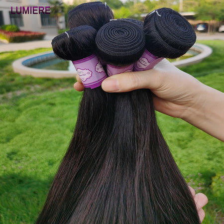 8-40" Bone Straight Human Hair Bundles 1/3/4 PCS Brazilian Hair Weave Raw Human Hair Bundles Deal Virgin Hair Extensions Lumiere