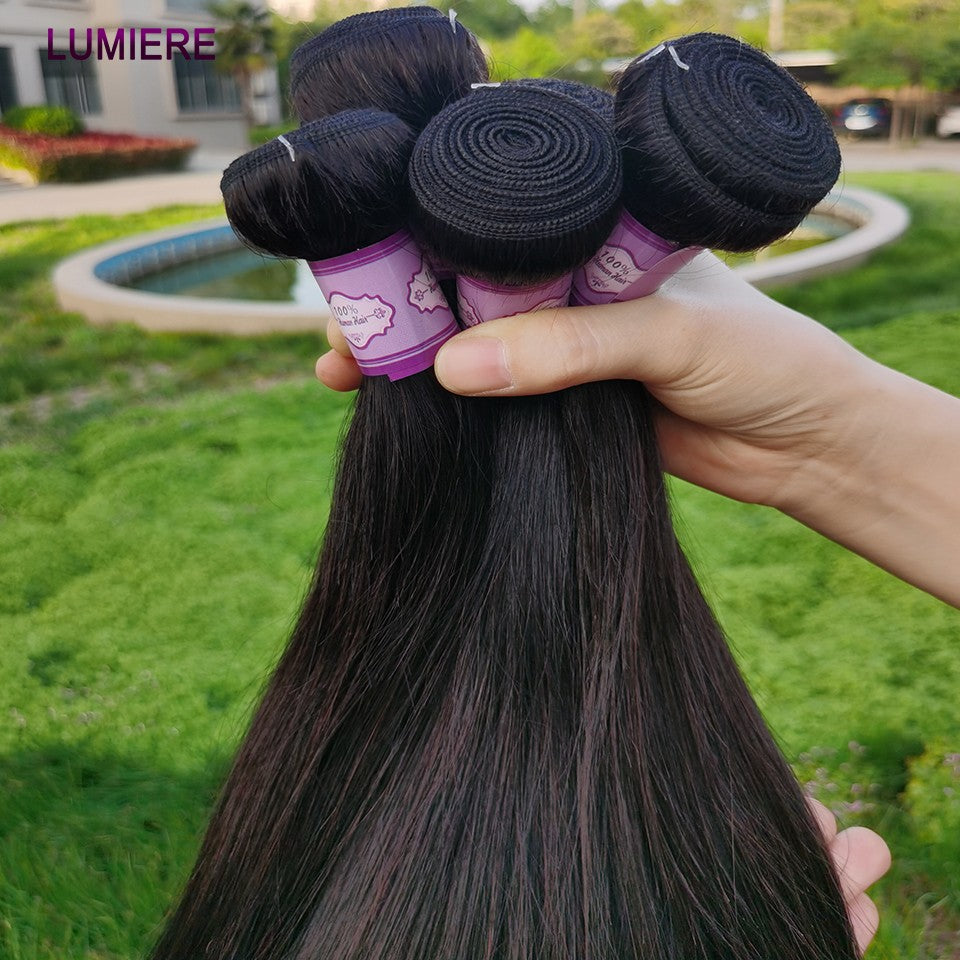 8-40" Bone Straight Human Hair Bundles 1/3/4 PCS Brazilian Hair Weave Raw Human Hair Bundles Deal Virgin Hair Extensions Lumiere