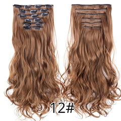 22 Inches Synthetic Long Straight Hairstyle 16 Clips 6Pcs/Set Hair Extensions Blonde Black Hairpieces Heat Resistant For Women