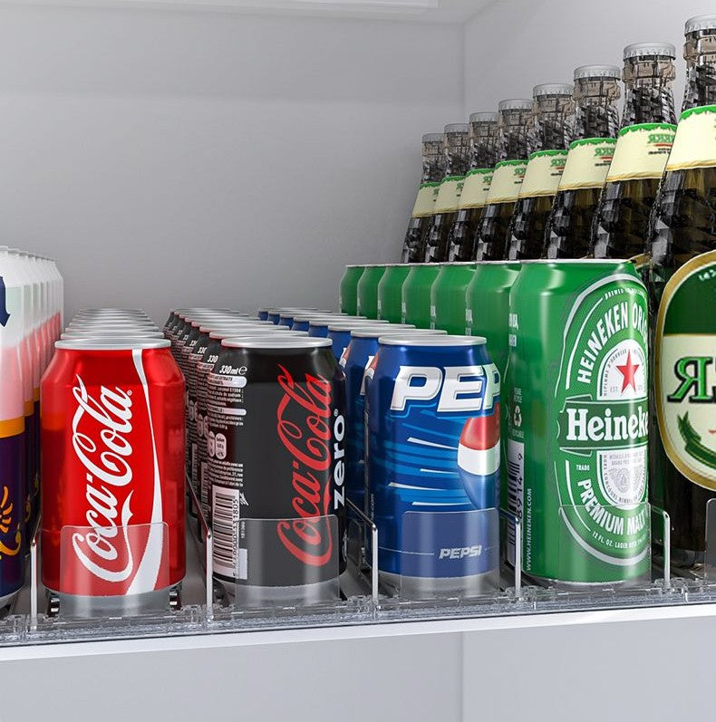 1-5pcs Automatic Beverage Pusher Supermarket Freezer Home Refrigerator Self-Sliding Track Organizer Cans Bottles Cola Drinks