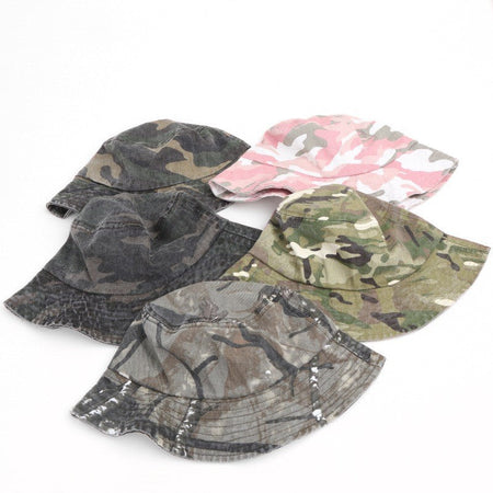 New Washed Cotton Camouflage Bucket Hat For Men And Women  Outdoor Travel Casual Sun Cap Panama Fisherman Hats Bob