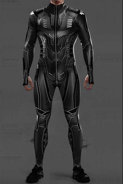 CyberPunk Futuristic Mechanical Armour Jumpsuit Cool Fighter Cosplay Bodysuit Steampunk Costume Halloween Party Shows Men Zentai