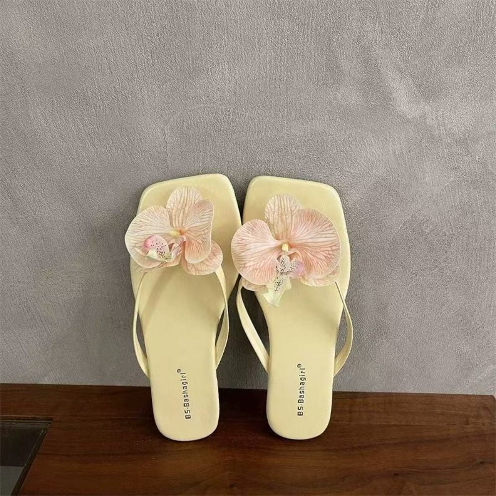 Daily Sweet Butterfly Orchid Slipper Summer Vacation Flower Flip Flops Elegant Out Wear Women's Sandals Ladies/Girls