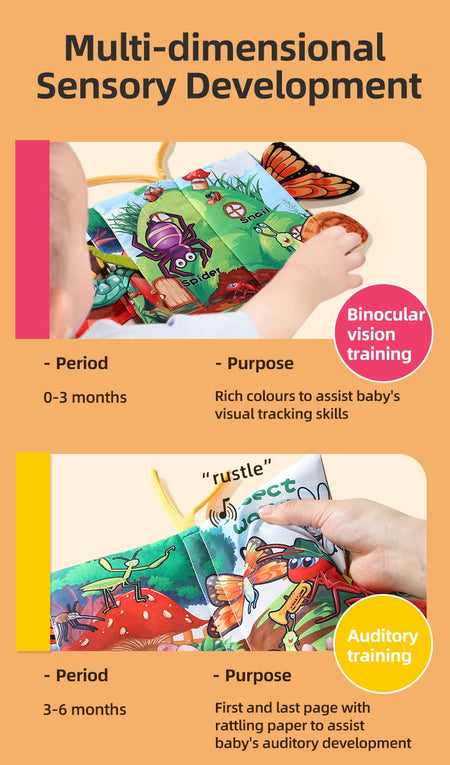 Baby Cloth Book Baby Toys 0-3 Year Old Infant Early Education Toys 6 Pages Cloth Book