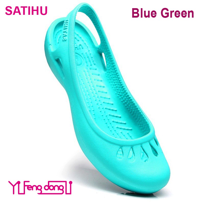 Certified Satihu Summer New Lightweight Anti Slip Hole Shoes  Clog For Women's Flat Bottom Sandals Nurse Outdoor Beach Jelly