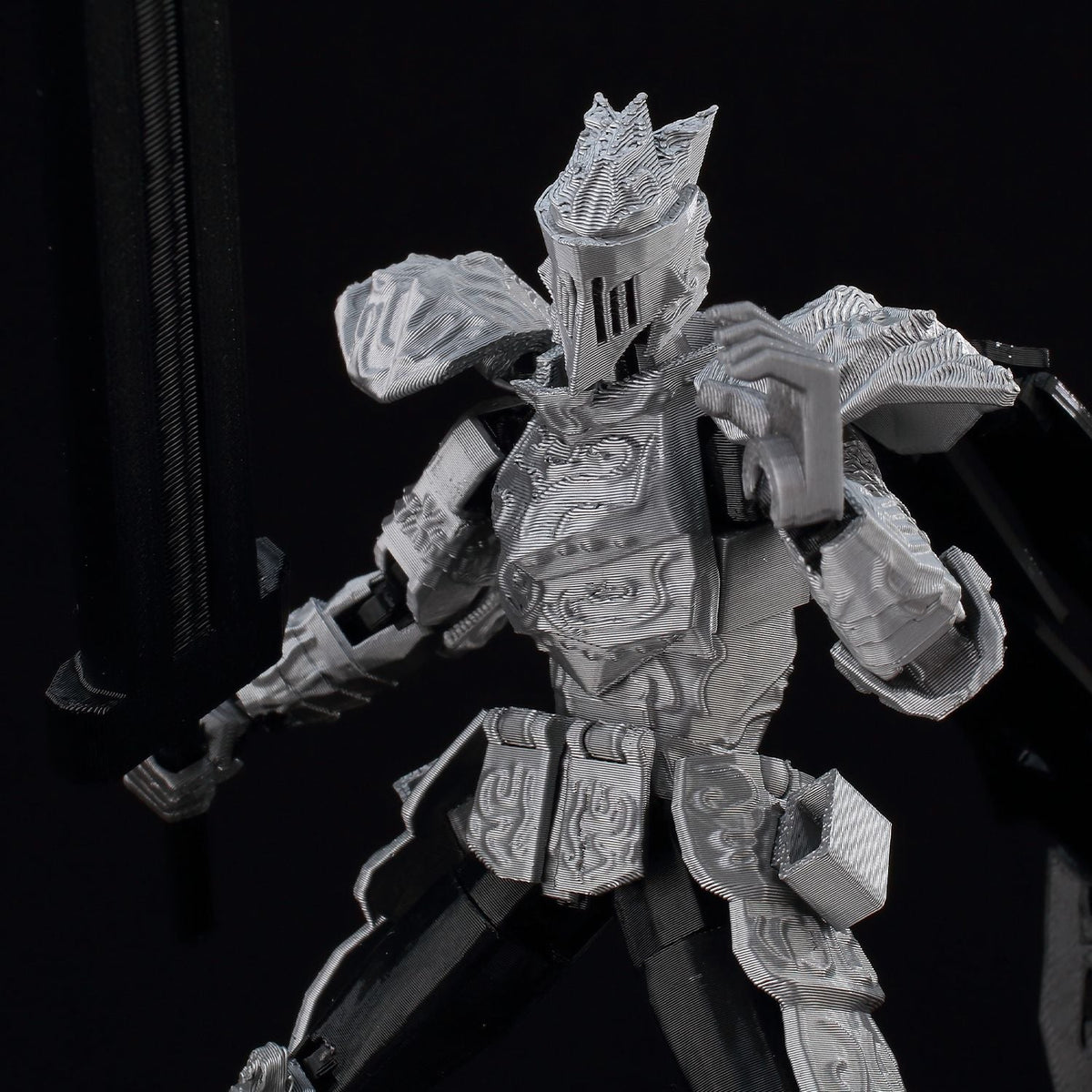 ?9L3D Lucky13 Silver Armor Knight Action Figure Dummy13 with TripleWeapon T13 Multi-Jointed 3D Printed Collectible Toy Titan13?