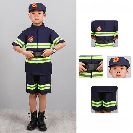 Children's Firefighter Performance Costume Kids Sets Boys and Girls Cosplay Fireman Clothes Festival Stage Show Clothes