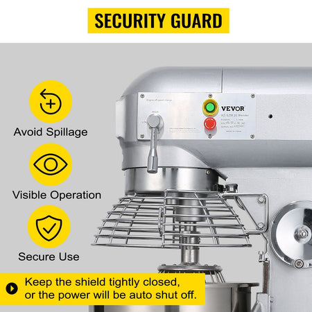SucceBuy 10- 30L Electric Dough Machine Stainless Steel Commercial Cream Egg Whisk Mixer Processor Kitchen Food Stand Blender