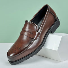 Men's Formal Leather Shoes British Style Oxford Loafers Round Toe Breathable Non-Slip Business Dress Wedding Office Casual Shos